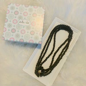 Stella & Dot Black Bead Necklace with Bee Closure